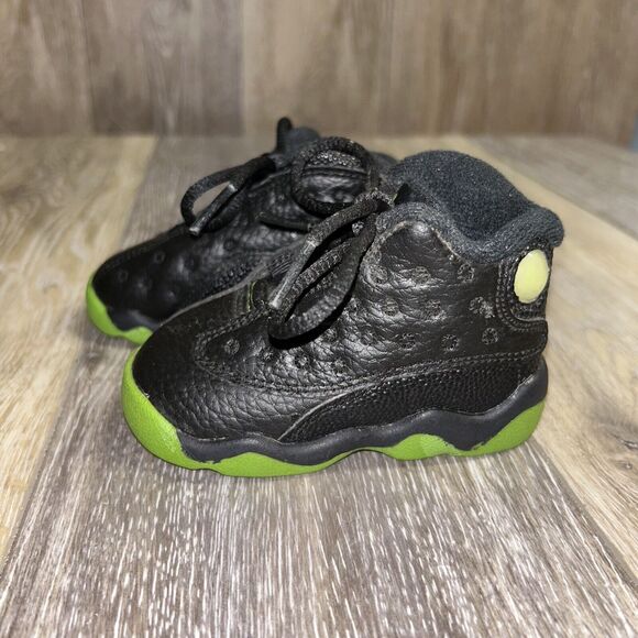 Nike Air Jordan 13 Retro 414581-042 Black Altitude Green Toddler Youth Size 4C - Picture 5 of 11